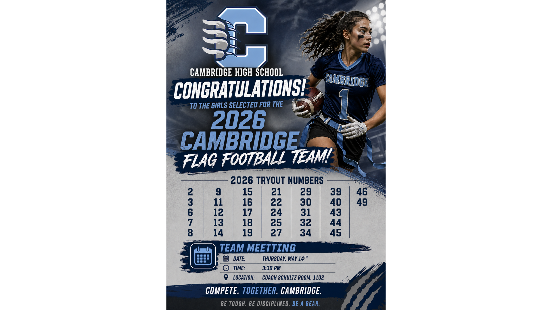 Congratulations Bears Flag Football