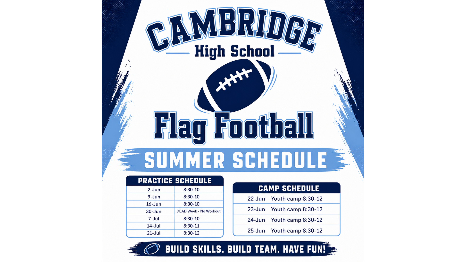 Summer Flag Football Schedule