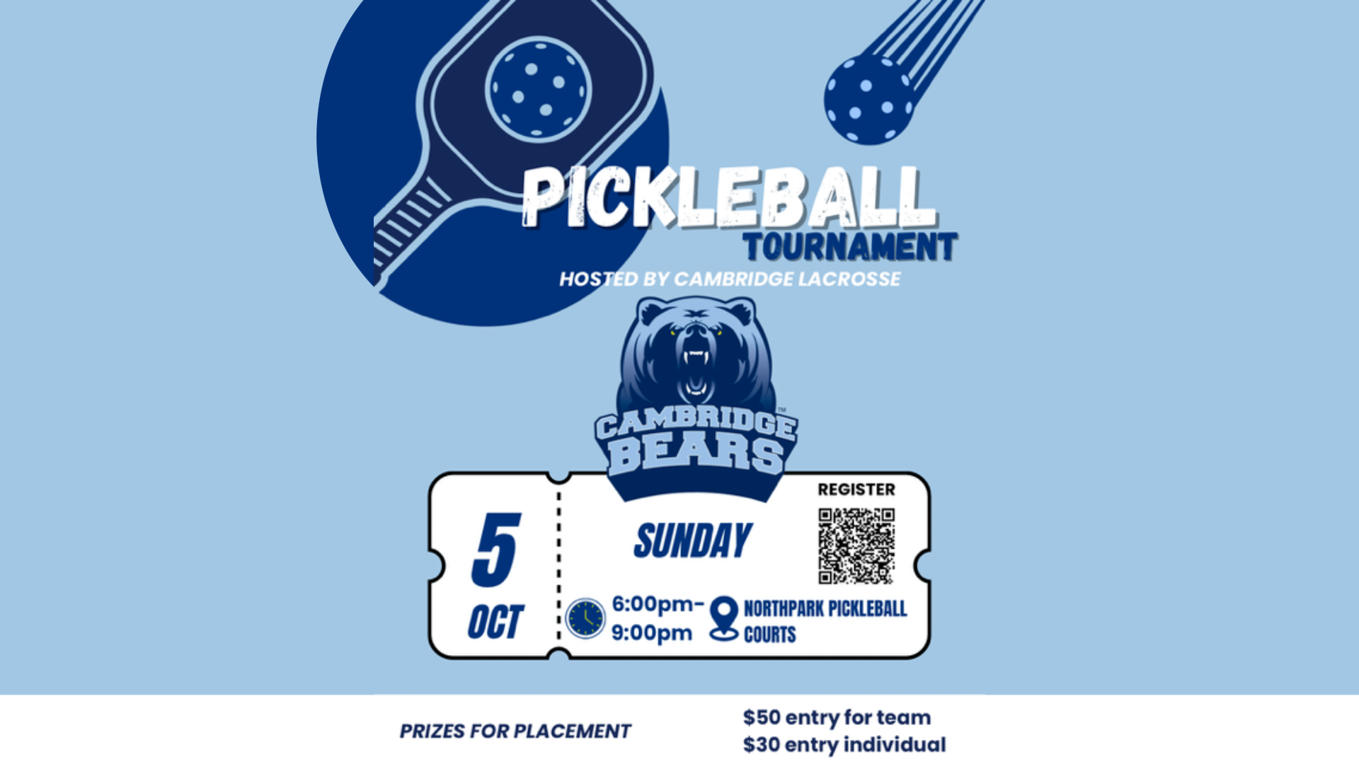 Register Today for Cambridge LAX Pickleball Tournament