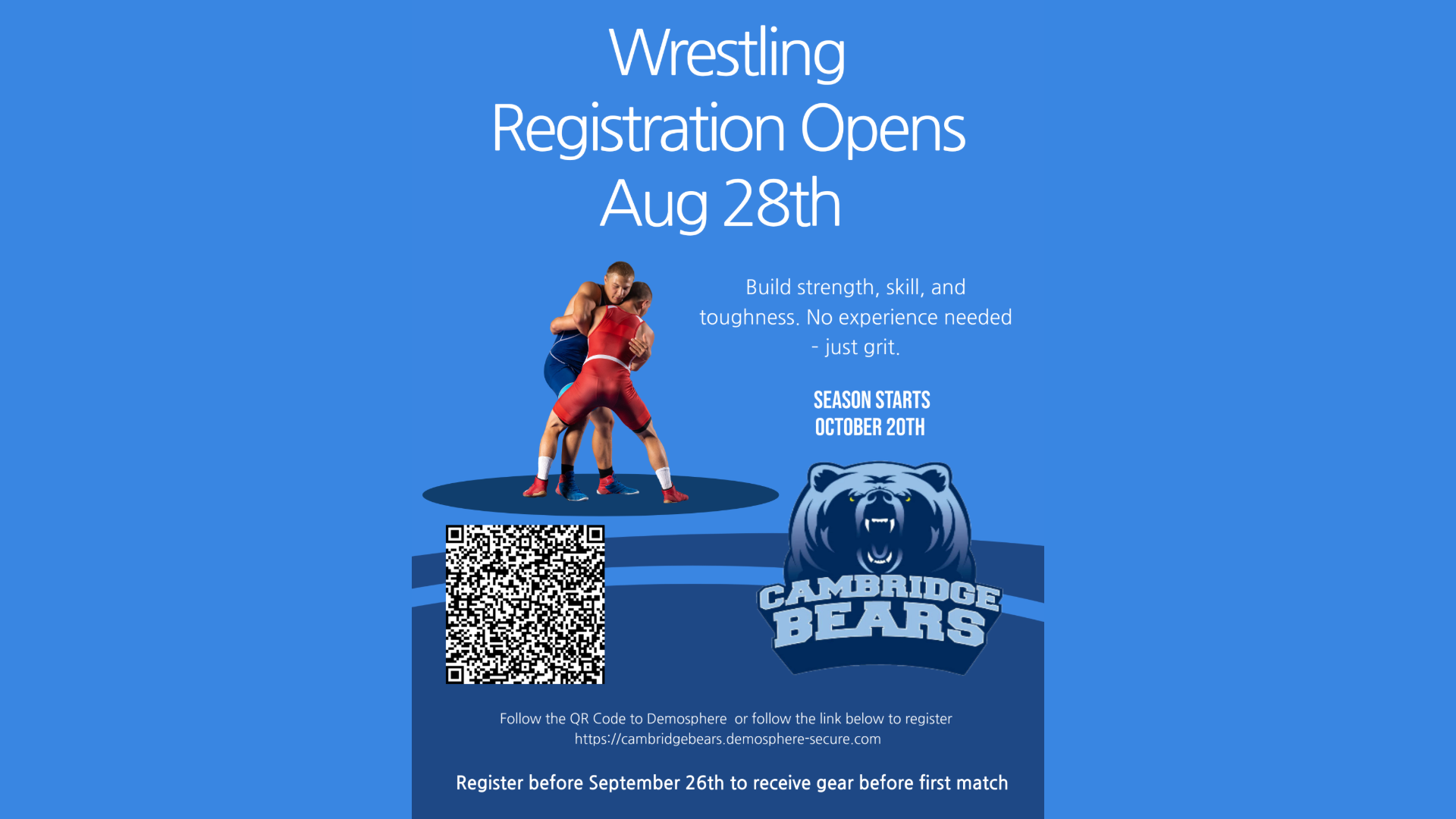 Wrestling Registration Opens TOMORROW